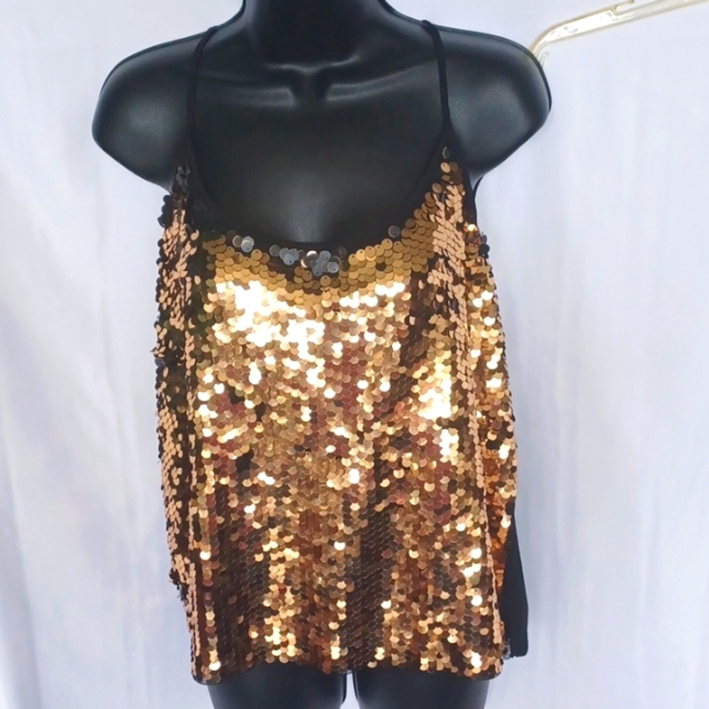 Soho top with sequins!!  black and gold size XL